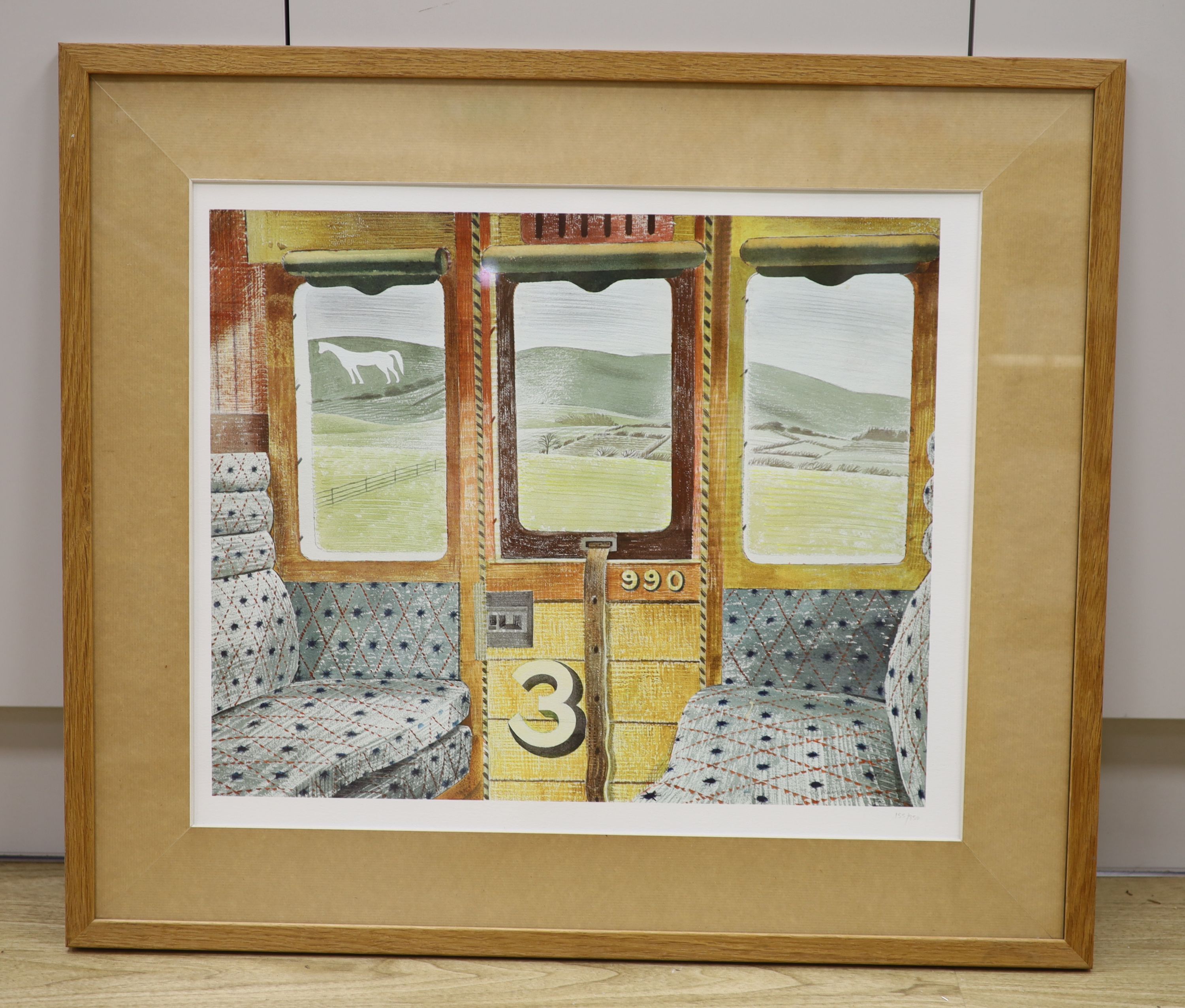 After Eric Ravilious, limited edition print, 'Train landscape', numbered 155/950, 48 x 58cm